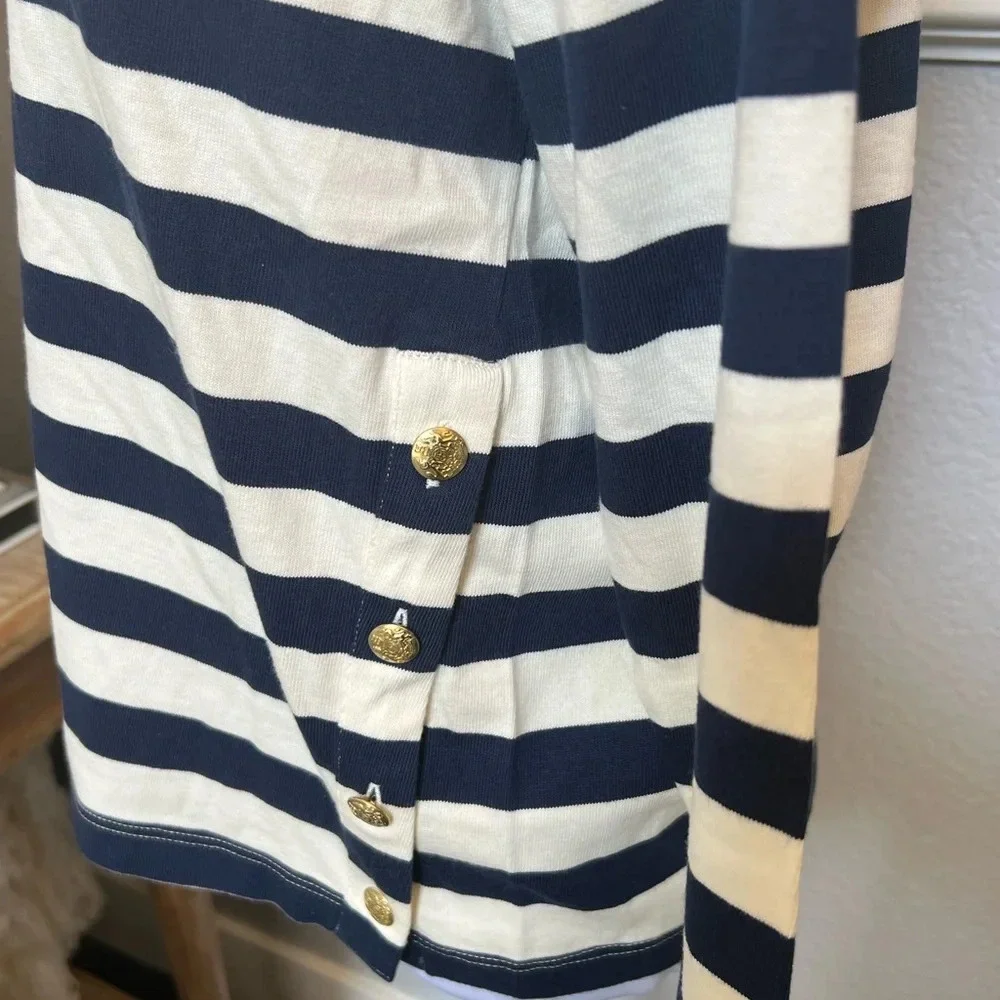 J.Crew Rugby Side Button Long Sleeve Stripe Shirt Top Size Small